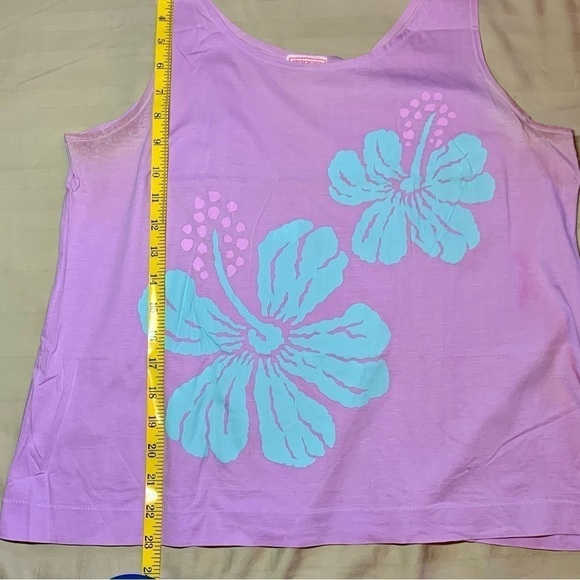 🌺 Vintage Hawaii! 1980's Sansei Lavender and Teal Tanktop, Size L 🌴 - Picture 11 of 11